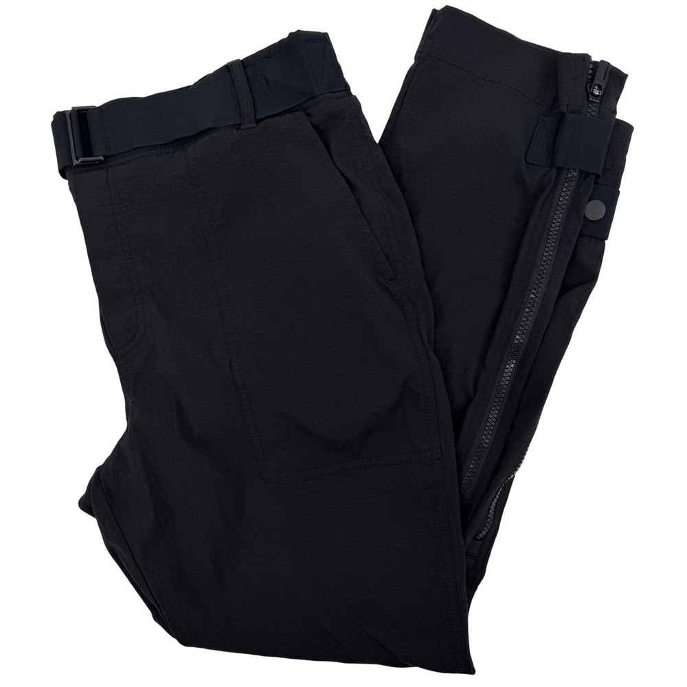 Athleta Trekkie Pant Womens 10 Black Ripstop Hiking Cargo Ankle Zip Belted